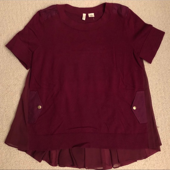 Short Sleeve Berry Knit Swing Back Sweater - Picture 1 of 4